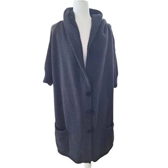 Vince Alpaca Wool Cashmere Blend Hooded Black Asian Toggle